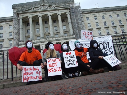Sex workers and allies protest at Stormont. Photo: Matthias Lehmann/Matt Lemon Photography